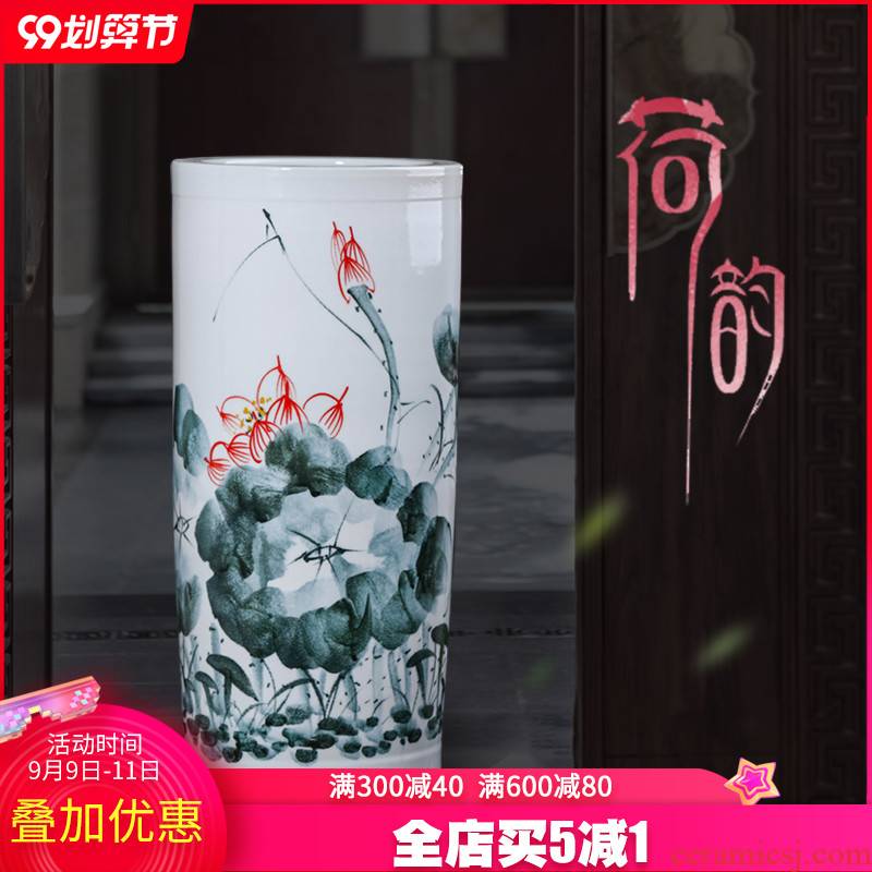 Jingdezhen ceramic hand - made painting and calligraphy cylinder scroll study calligraphy and painting identifiers cylinder decorative vase furnishing articles large living room