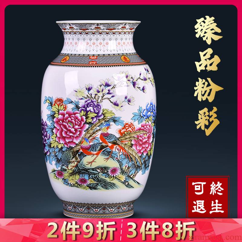 Jingdezhen ceramic vase Chinese antique household living room flower arranging study TV ark, decoration as furnishing articles