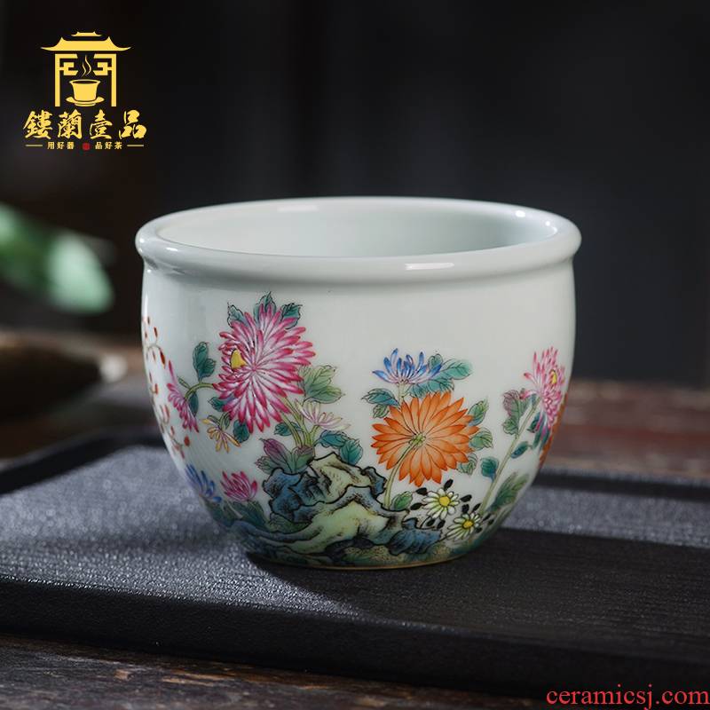 All hand - made pastel by tea master cylinder cup cup full of jingdezhen ceramics kung fu tea, tea cup of individual single CPU