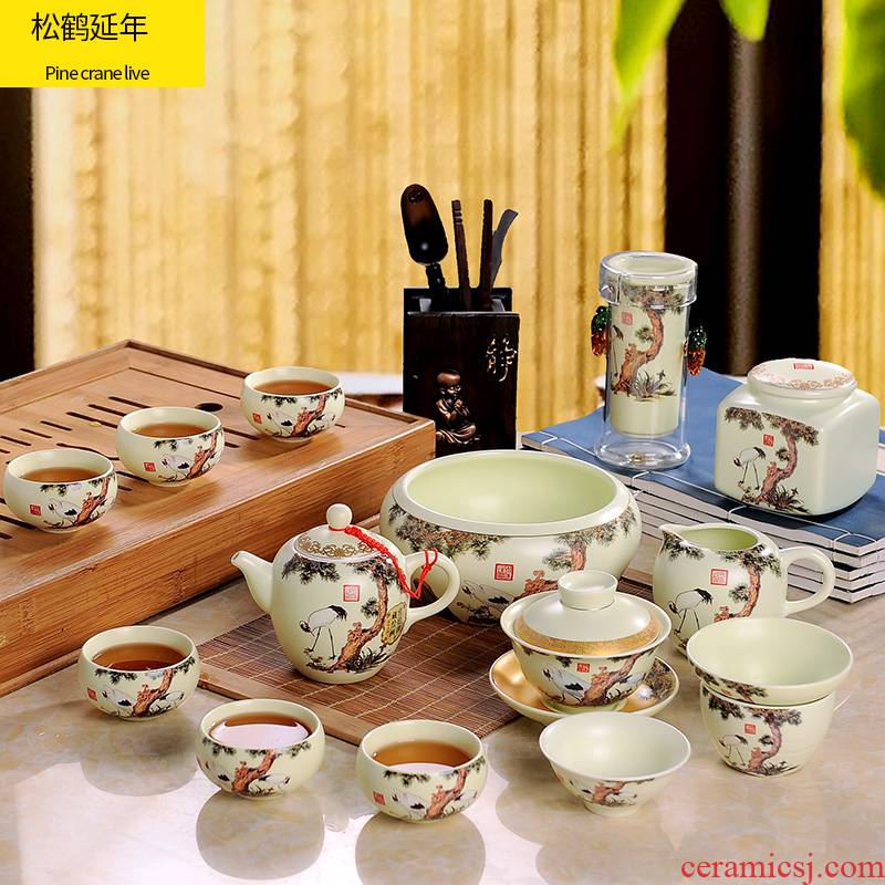 Touch the floor clearance 】 【 kung fu tea sets jingdezhen ceramic household tea sea tea cups of a complete set of POTS
