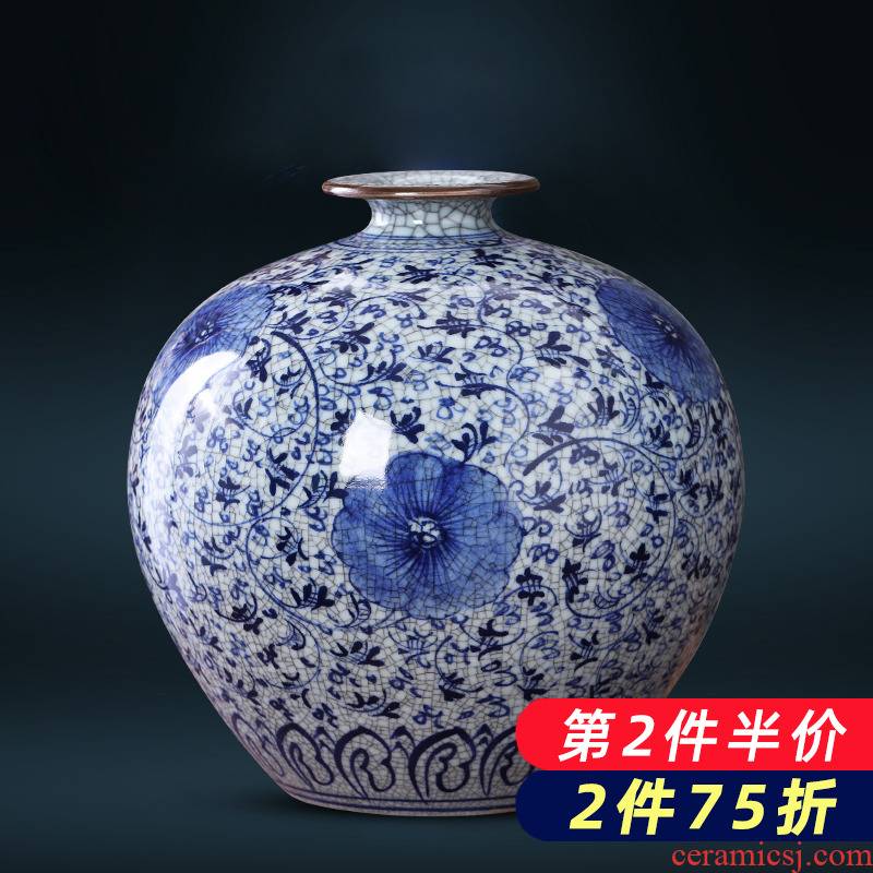 Hand draw archaize of blue and white porcelain of jingdezhen ceramics up vase furnishing articles of Chinese style household flower arrangement sitting room adornment