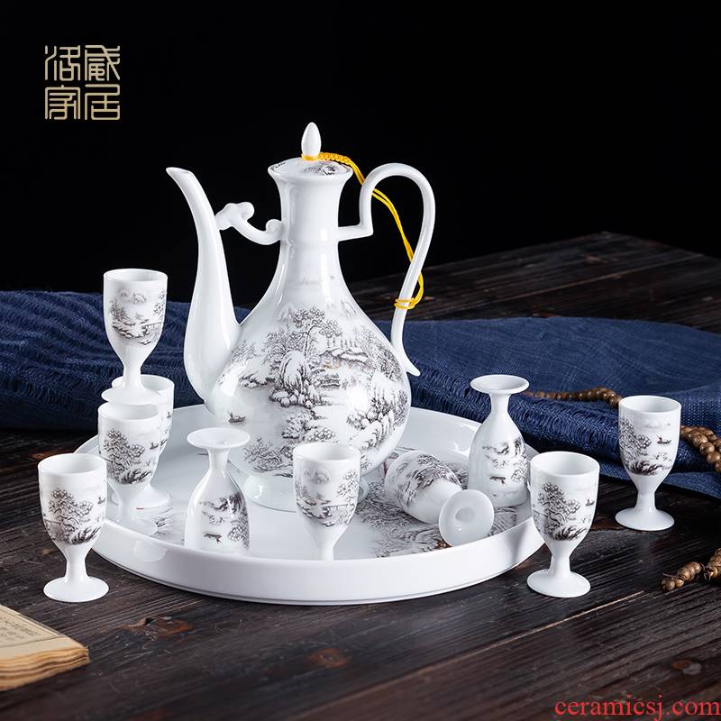 Wine suits for home Wine Wine warm old Chinese wind hip points of jingdezhen ceramic antique white Wine cup