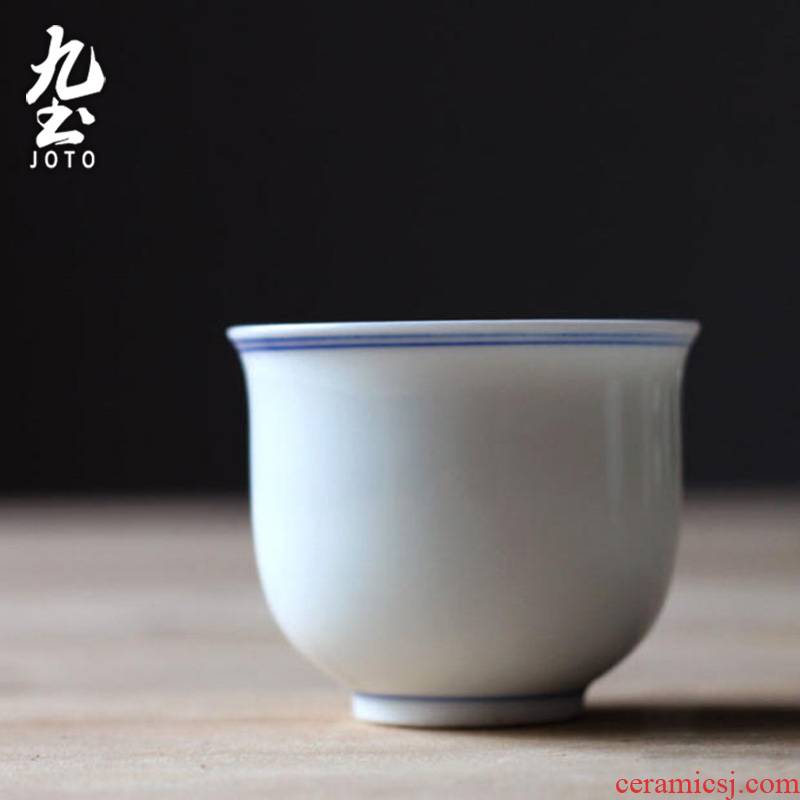 About Nine native gas is simple but elegant of primitive simplicity zen Japanese hand - made porcelain white porcelain double circle kung fu tea pu 'er tea cups of tea cups