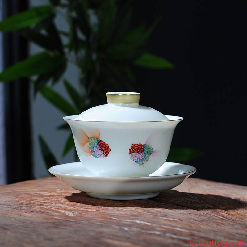 The Owl up with jingdezhen ceramic tureen tea service manual jade cups mud thin body paint kunfu tea tea cup tea sets