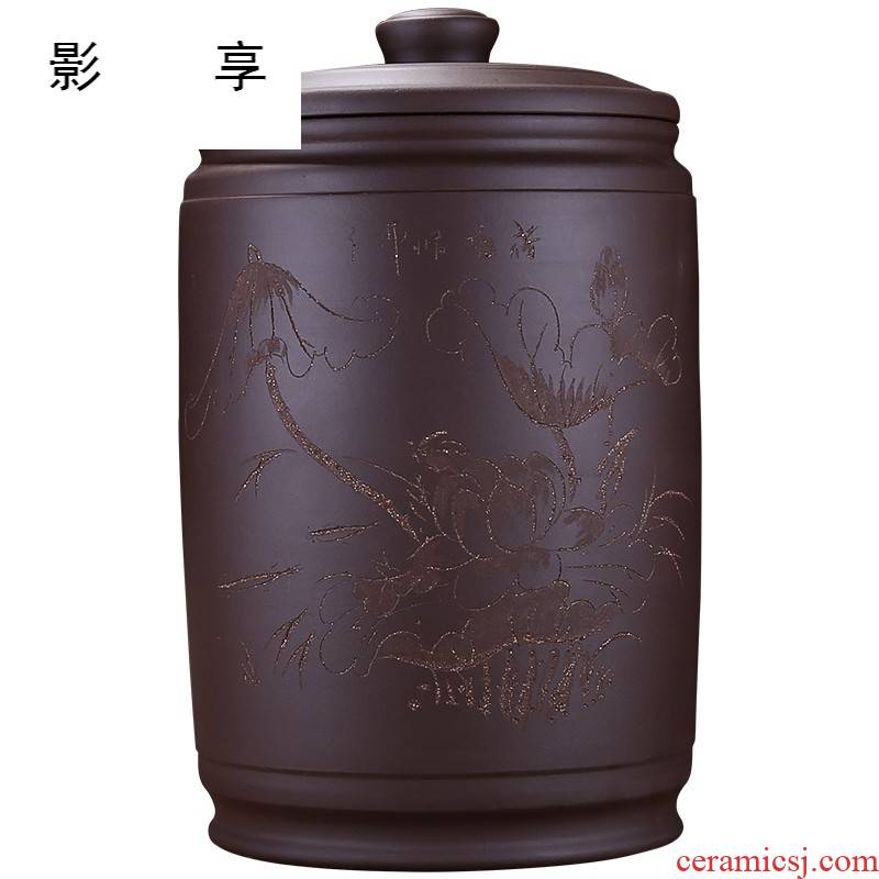 Shadow at yixing purple sand tea pot large all hand carved painting household pu 'er tea urn storage POTS sealed as cans the the ZLS (central authority (central authority