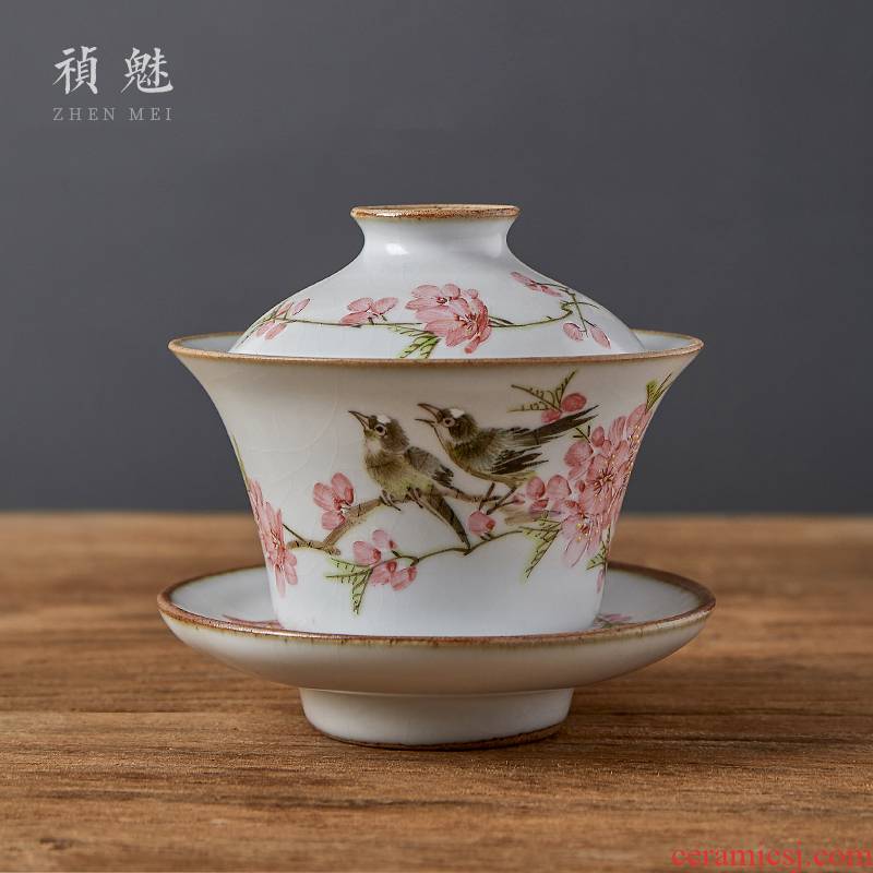Shot spirit 's hand your up all three to the tureen jingdezhen ceramic cups kung fu tea tea bowl cover cup