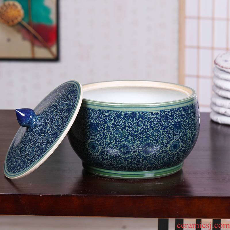 Creative receives retro caddy fixings of blue and white porcelain ceramic storage tank white tea pu - erh tea urn storage cake box of seven