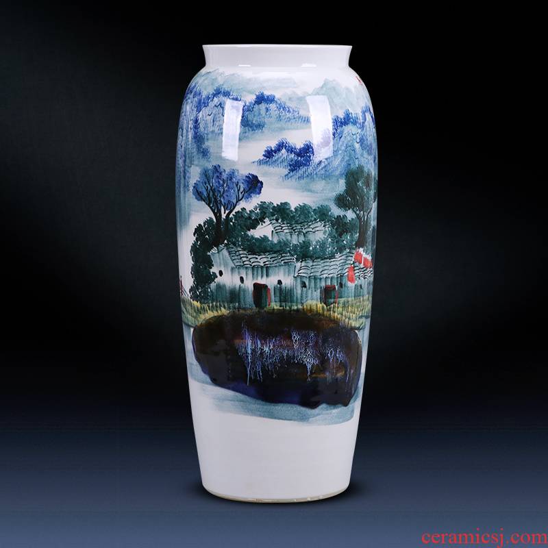 Jingdezhen ceramics hand - made landing large quiver straight vase furnishing articles of new Chinese style home sitting room adornment