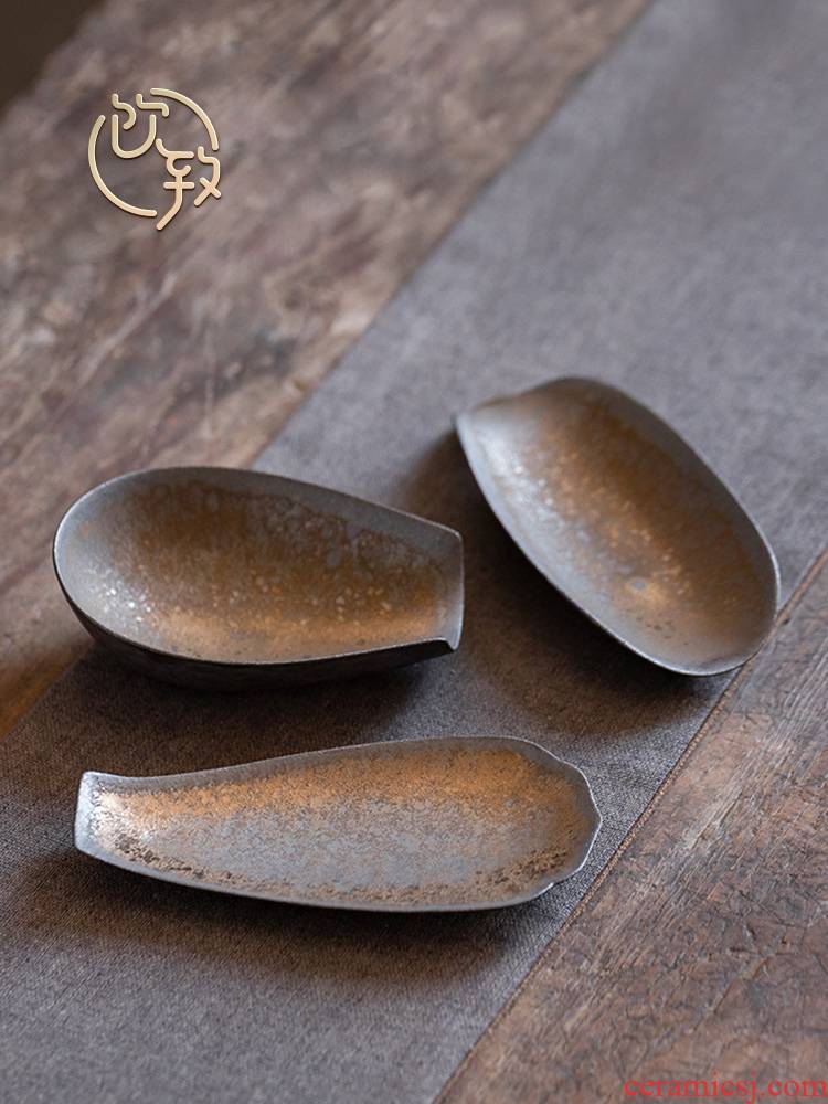 Ultimately responds to gold ceramic tea is tea spade spade teaspoons enjoy tea holder tea Japanese zen and tea tea accessories by hand