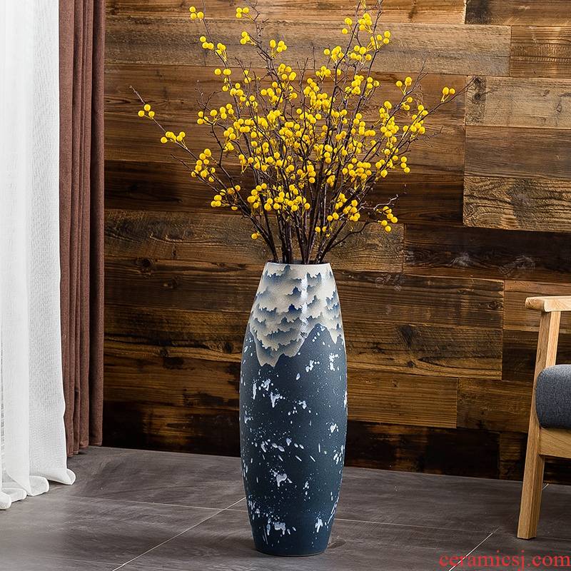 Manual jingdezhen ground vase home TV ark, decorative vase creative ceramics high place large porch