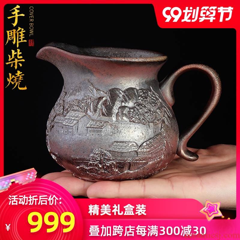 The Master artisan fairy Lin Zongfu archaize firewood ceramics fair keller household pure manual relief points tea tea