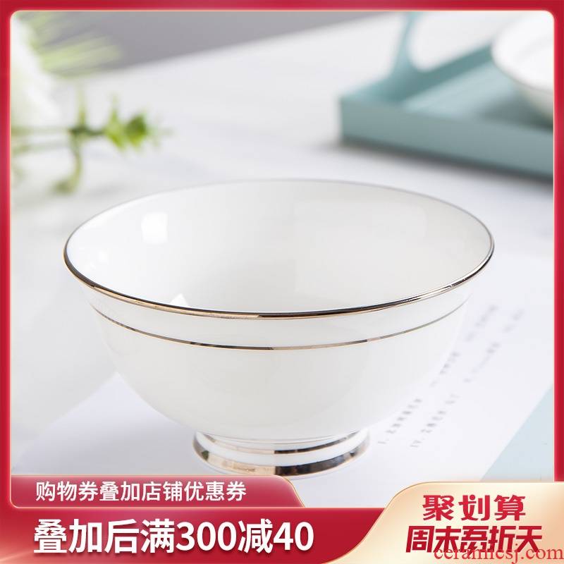 Jingdezhen silver edge European - style ipads porcelain tableware ceramic bowl creative Chinese tall rice bowls household small rainbow such as bowl soup bowl
