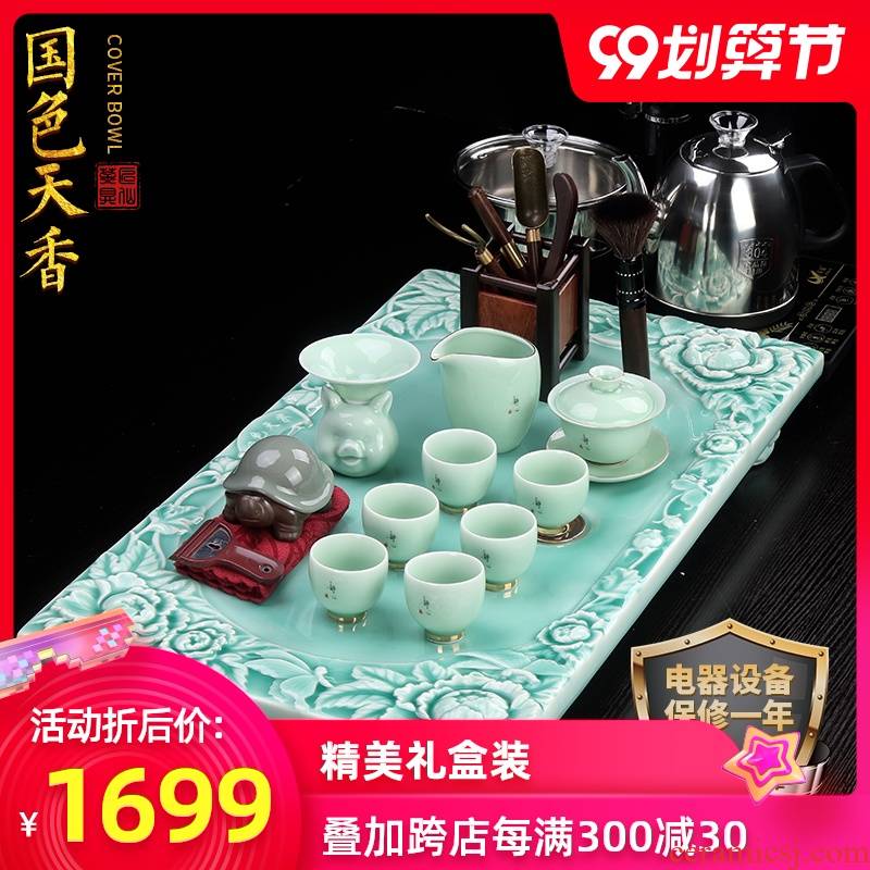 Artisan fairy kung fu tea set celadon tea tea tray was home sitting room of a complete set of Japanese tea cups, tea sets