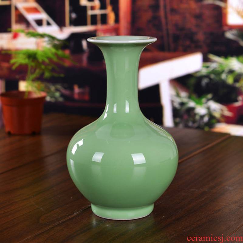 Jingdezhen ceramics shadow celadon ground small vase modern living room home decoration process simple furnishing articles