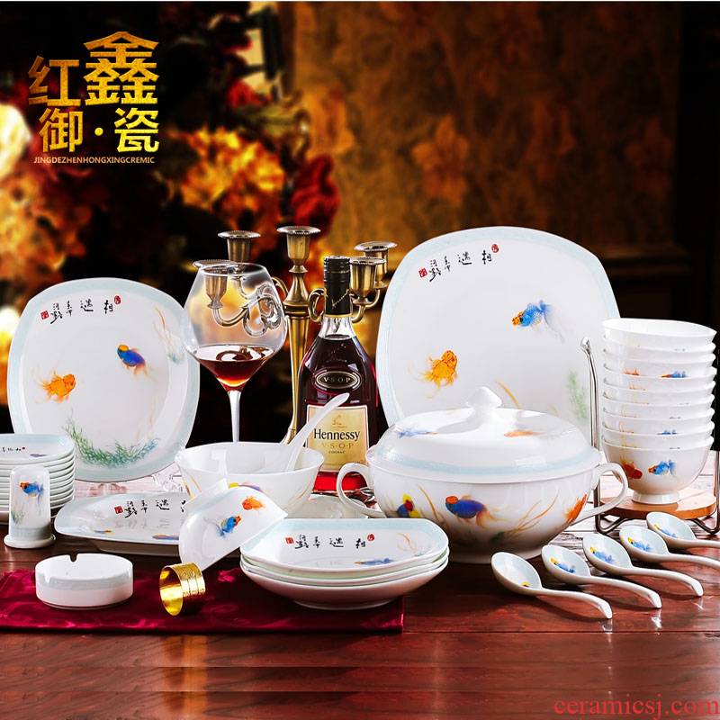 Red xin jingdezhen porcelain tableware suite 58 Chinese head ipads porcelain tableware ceramics dishes suit