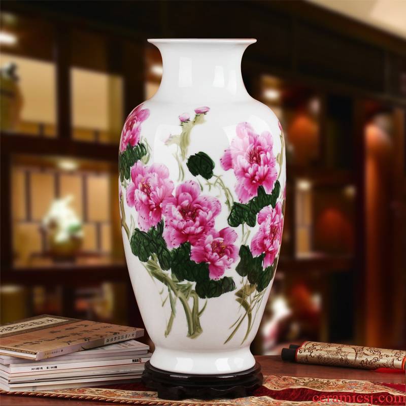 Master hu, a collection of high - grade gift hand famille rose porcelain jingdezhen ceramics vase peony riches and honour