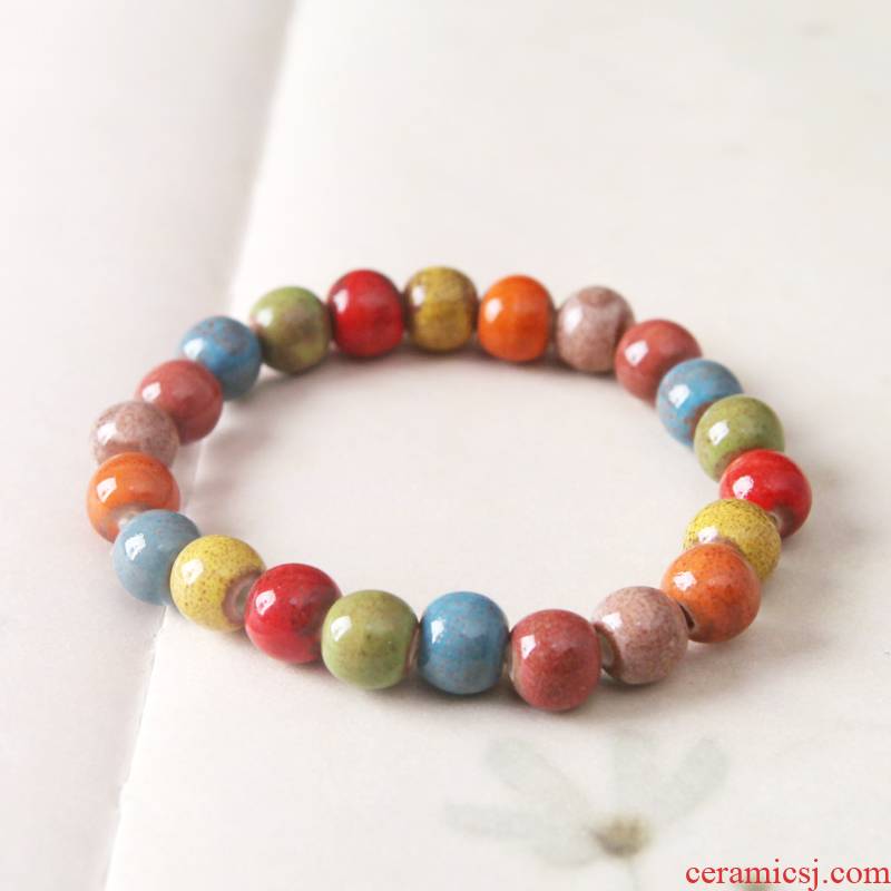 Jingdezhen ceramic jewelry QingGe bracelet multi - color ceramic beads hand - woven characteristics stalls sources