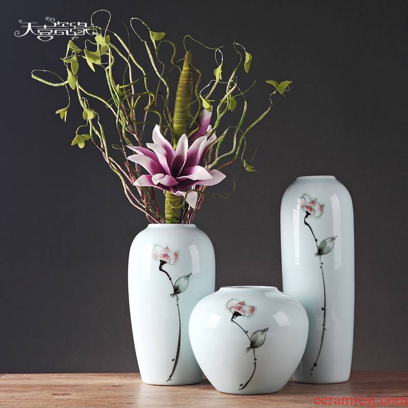 Jingdezhen modern ceramic vase furnishing articles living room table simulation hydroponic flower arrangement of new Chinese style household decorations