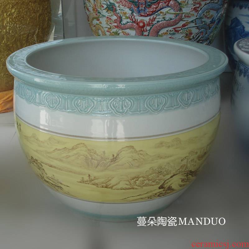 Jingdezhen porcelain culture vats, 90-100 - cm diameter hand - made culture connotation display hotel vats
