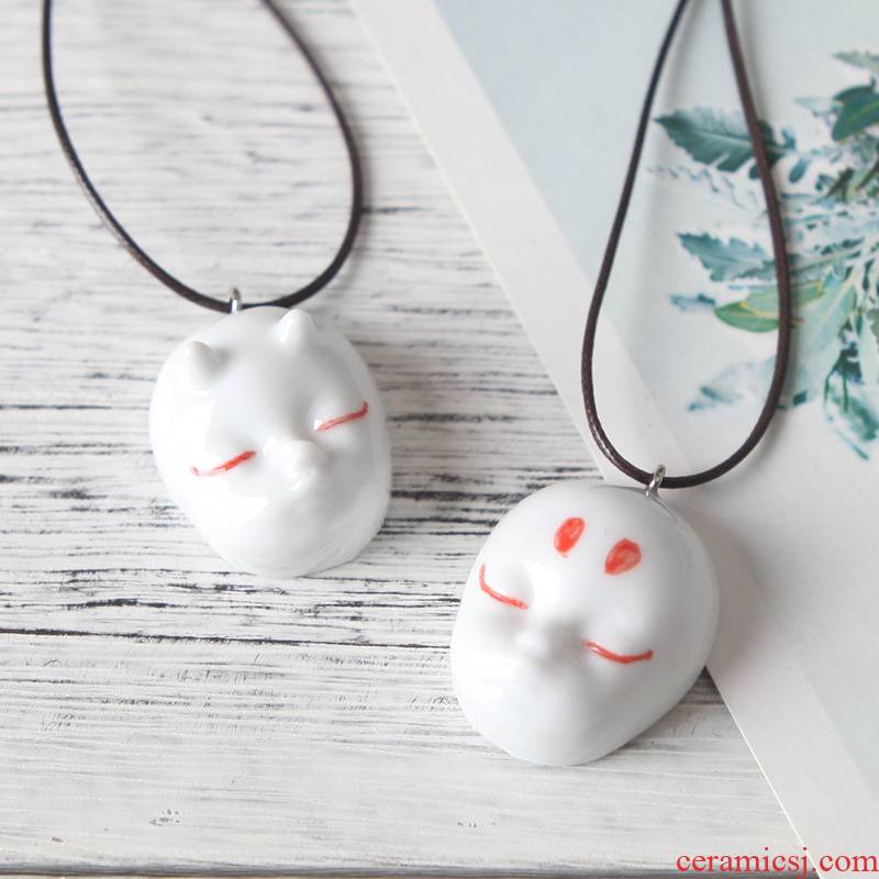 The Original ceramic QingGe manual first act the role ofing is tasted Chinese wind lovers street source of lovely doll head mask necklace