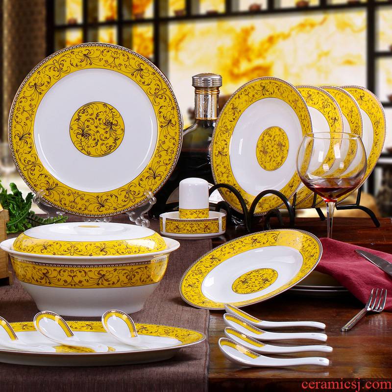 Always suit 56 skull jingdezhen porcelain tableware ceramics gold sun island European - style up phnom penh dish dish wedding housewarming gift
