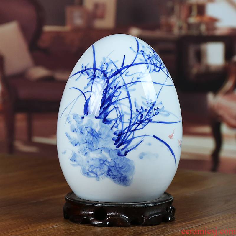 Modern jingdezhen blue and white porcelain ceramic vase orchid home sitting room place the egg handicraft gifts