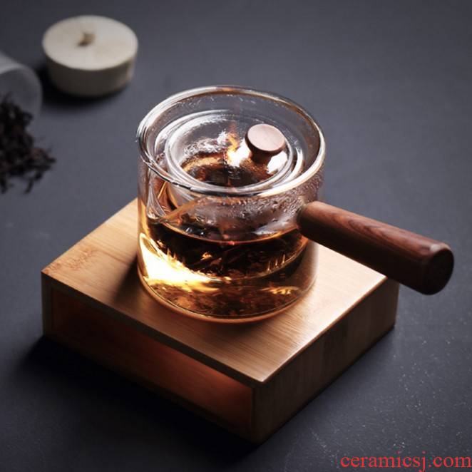 Bamboo based insulation base glass teapot teacup tea ware Japanese heating temperature idea based warm tea