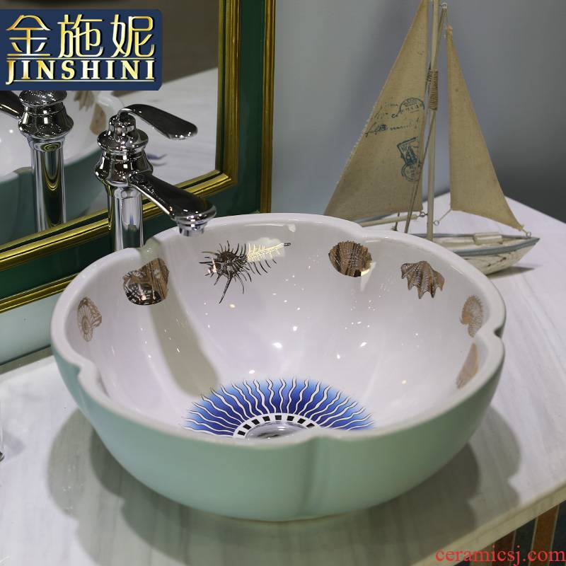 Gold cellnique jingdezhen ceramic sanitary ware art stage basin sink basin bathroom sinks underwater treasure
