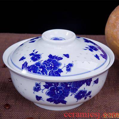 Jingdezhen blue and white porcelain tableware ceramics large rainbow such as bowl soup bowl with lid the dish dish dish non - toxic and implement