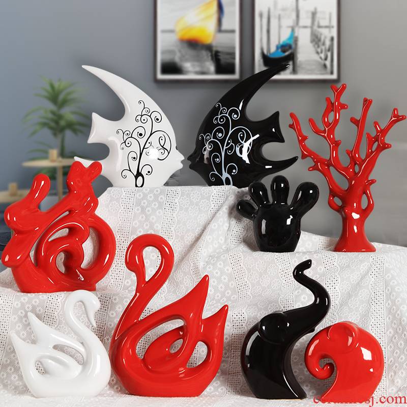 Fashion lovers swan, contracted Fashion home decoration ceramic crafts wine silver black swan, furnishing articles