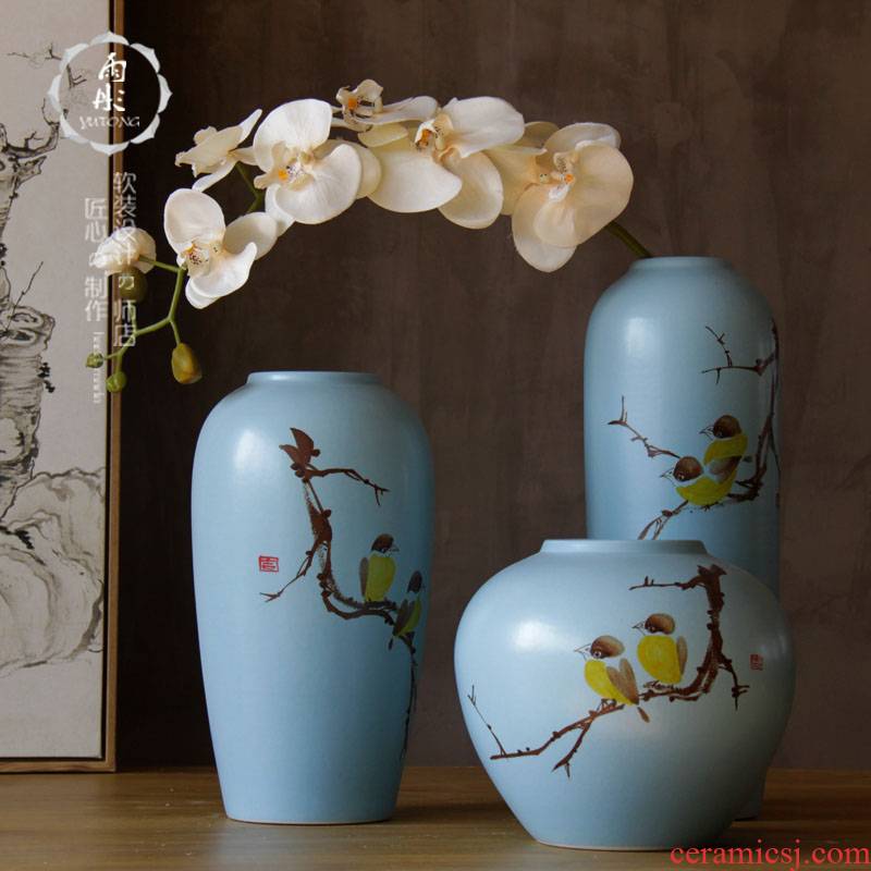 A three - piece ceramic vase temperature hydroponic jingdezhen ceramic vase sitting room place vase