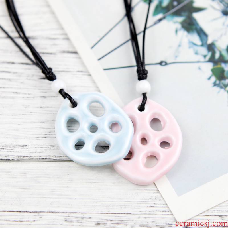 QingGe small pure and fresh and porcelain necklace female literature and art department accessories express contracted a sweater chain ceramics street source