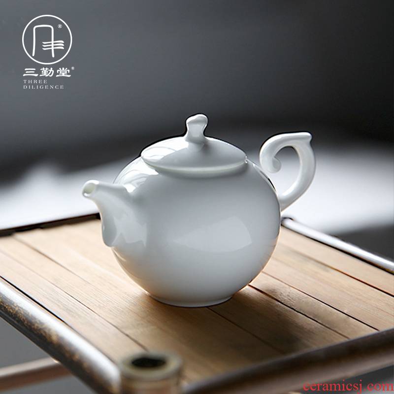The three regular white porcelain of jingdezhen ceramic teapot kung fu tea tea filter hand grasp S21004 pot of single pot