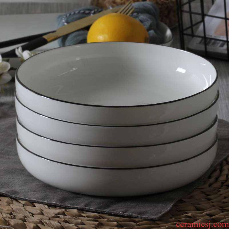 4 can microwave ipads porcelain dish dish soup dish 7 inches deep dish household paella round ceramic plate