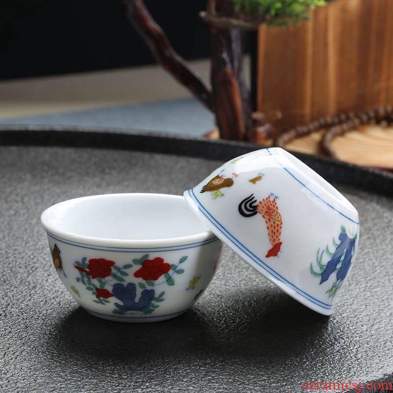 280 Ming chenghua chicken color bucket cylinder cup jingdezhen checking antique play kung fu tea set hand - made the master CPU