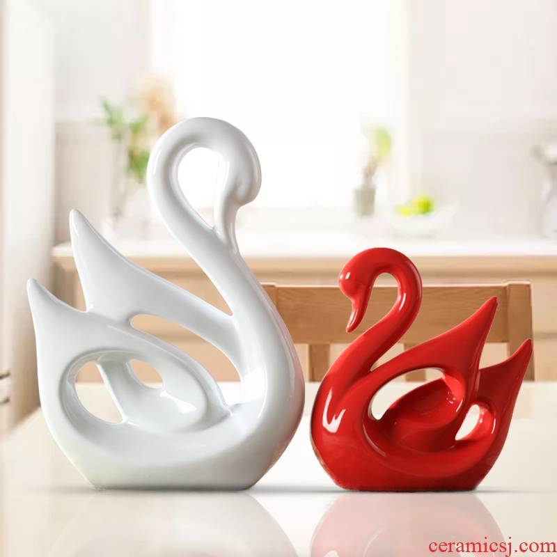 Gold swan furnishing articles wedding gift for wedding gifts ceramic household to decorate the sitting room TV ark, creative valentine 's day