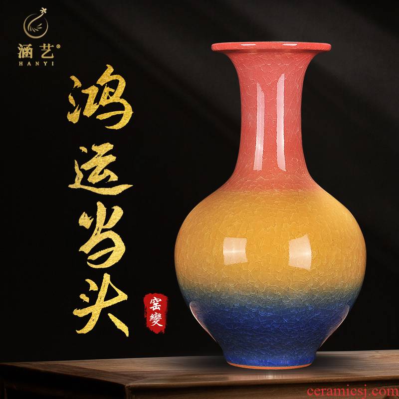Much luck, jingdezhen ceramics, vases, antique Chinese style living room TV cabinet flower arranging home furnishing articles