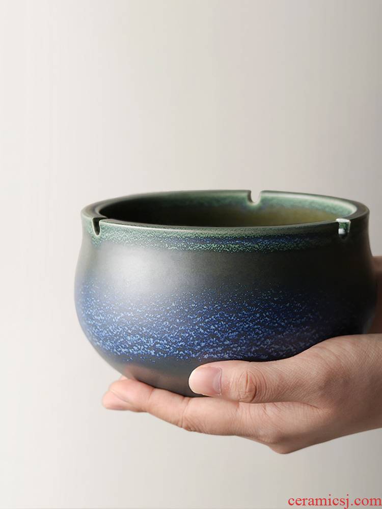 About Nine Japanese checking ceramic tea soil washing coarse pottery retro tea - leaf ashtray dry mercifully bowl of tea accessories a single bucket
