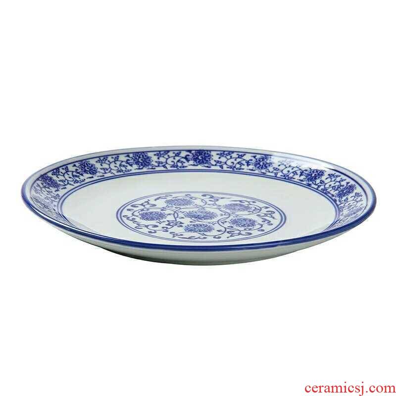 Shallow law school branch lotus archaize roundel snacks cold dish of blue and white porcelain plate of 5 to 18 inches of ceramic plate hotel tableware