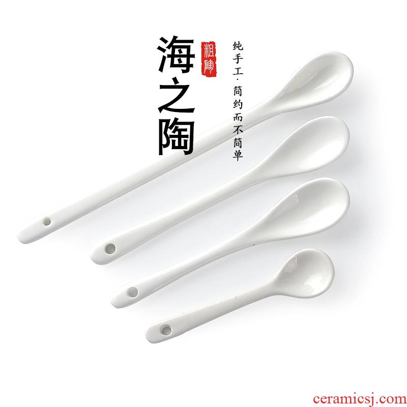 Ceramic seasoning sauce spoon, spoon, mini small spoon stir short kitchen salt coffee spoon, small small spoon