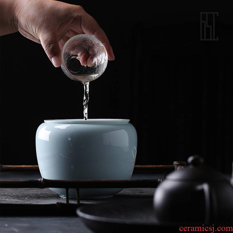 Shadow enjoy Japanese small ceramic building water wash in hot water jar barrel color glaze washed kung fu tea tea accessories BSC