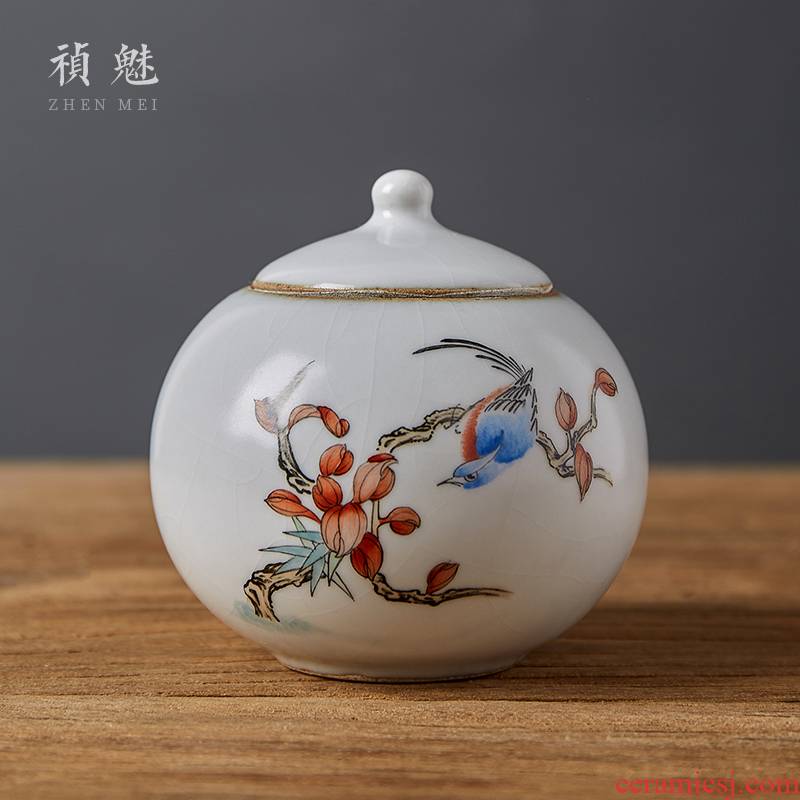 Shot incarnate your up hand - made painting of flowers and small leaf open as cans of jingdezhen ceramic kung fu tea tea storage tank