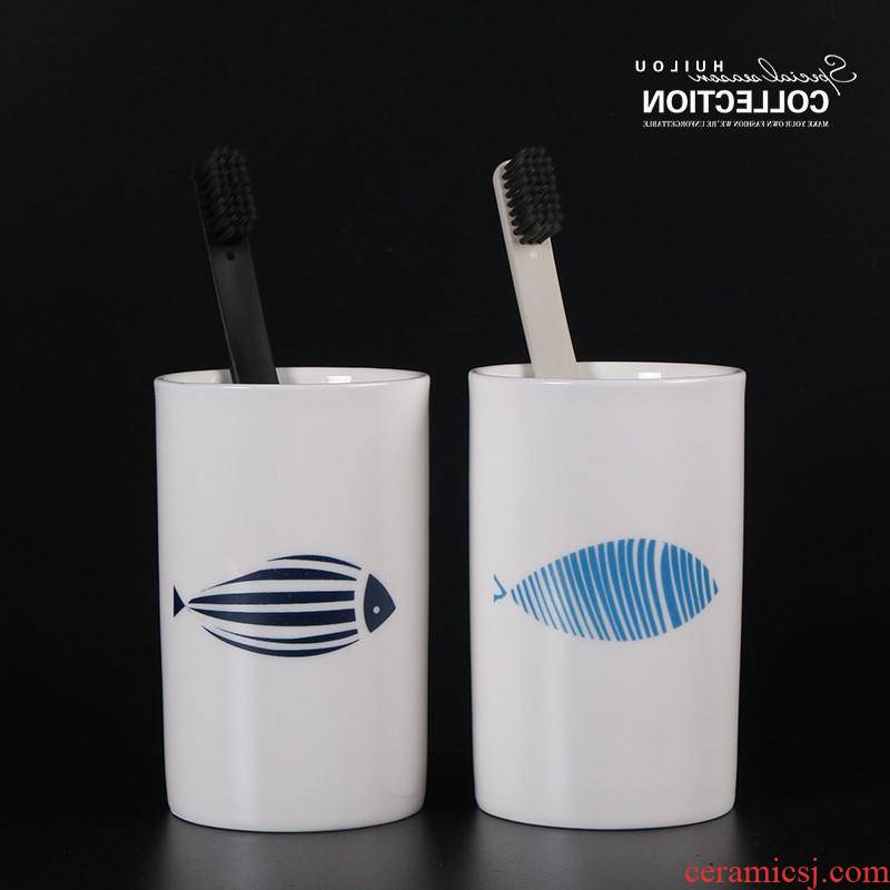 The creative fish grain ceramic cups of household kitchen gargle hotel breakfast milk cup gift cup customization