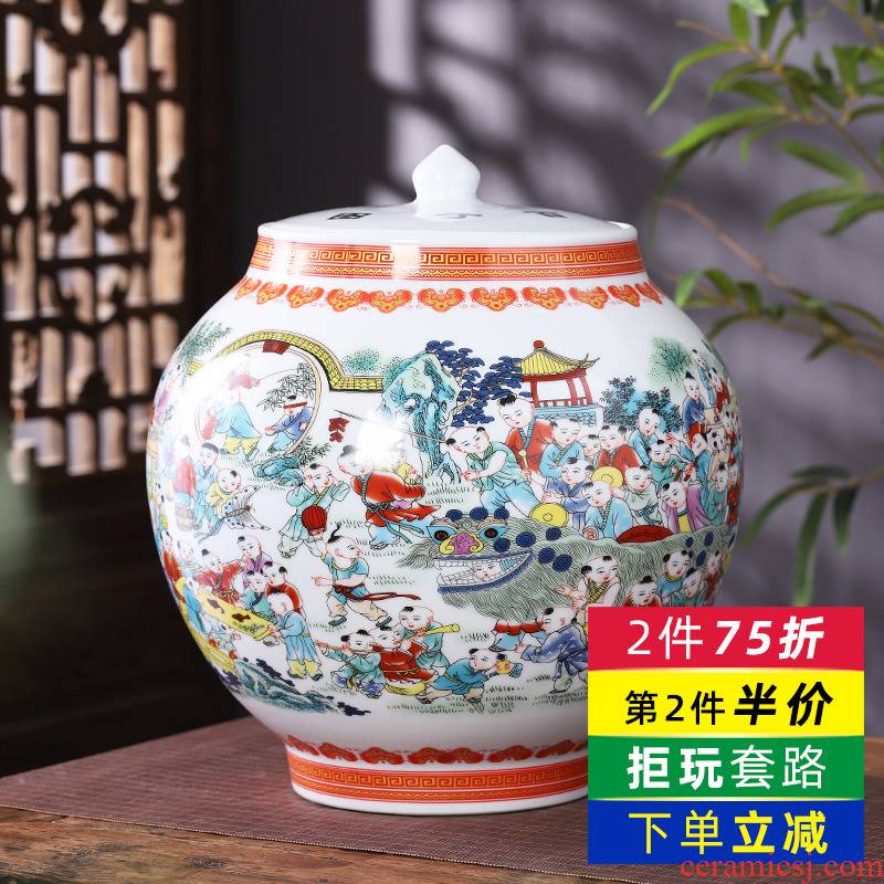 Jingdezhen ceramics vase with cover the ancient philosophers figure storage jar the receive furnishing articles of Chinese style household adornment sitting room