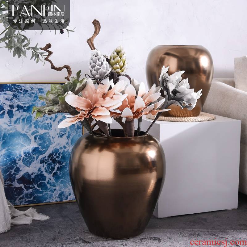 Creative modern Nordic dried flower decoration vase furnishing articles sitting room household jingdezhen landing large ceramic bottle arranging flowers