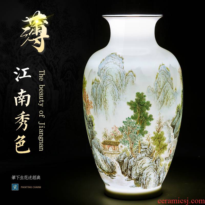 Jingdezhen ceramics hand - made the master of landscape painting thin body porcelain vase furnishing articles Chinese flower arranging sitting room household act the role ofing is tasted