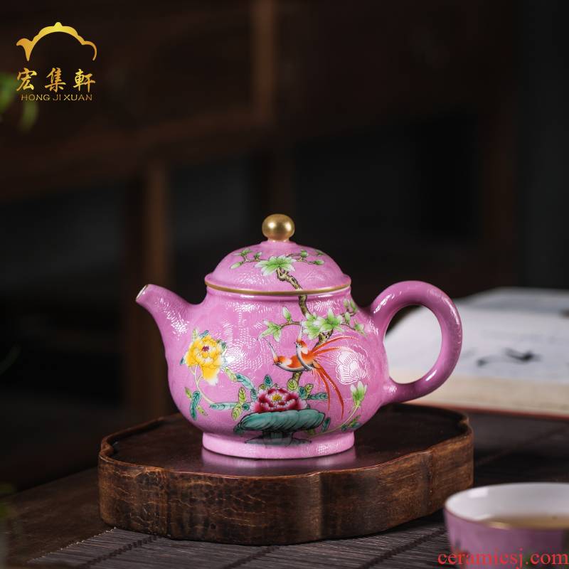 Hand - made ceramic famille rose flower pot with single pot kung fu filtration pot jingdezhen tea teapot by Hand