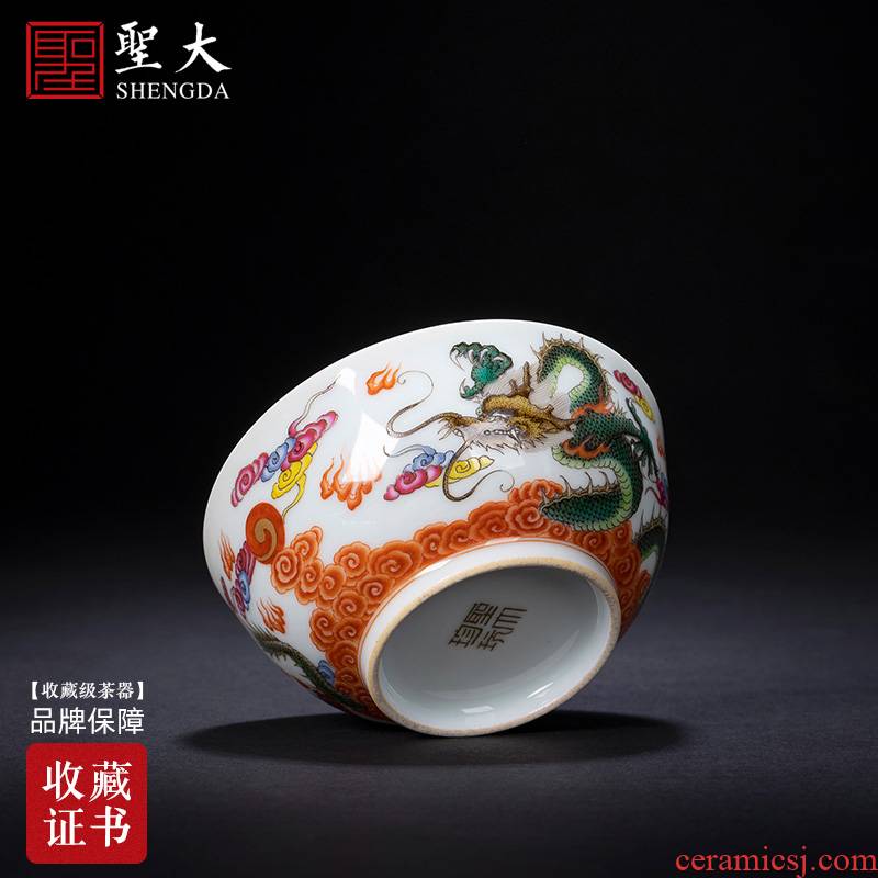 Santa teacups hand - made ceramic kungfu heavy dragon playing beads master single CPU manual of jingdezhen tea service