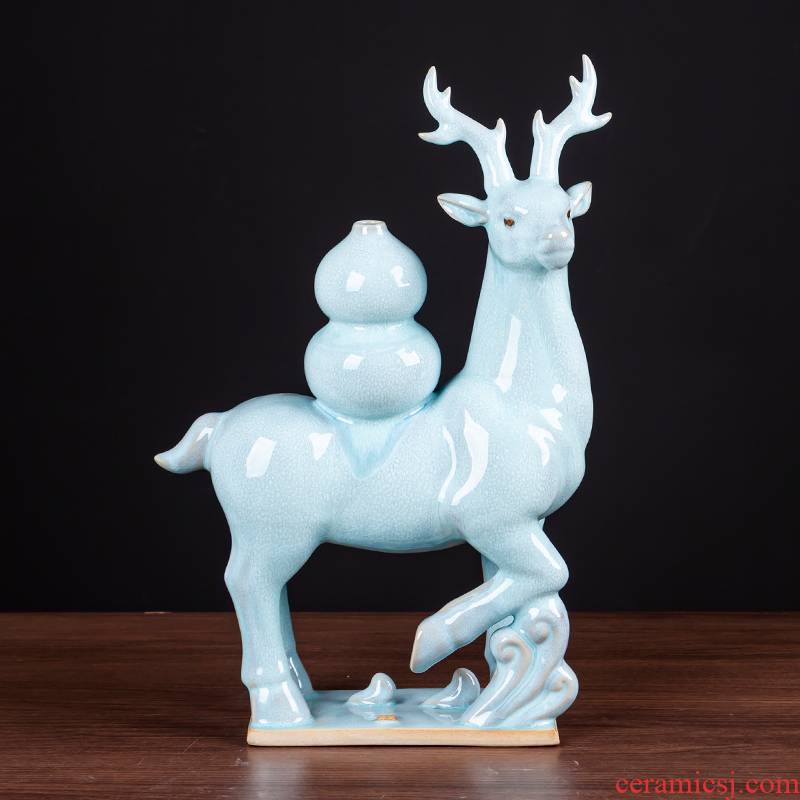 Jun porcelain fu deer borneol ceramic creative new Chinese style household contracted daily gifts furnishing articles sitting room adornment handicraft