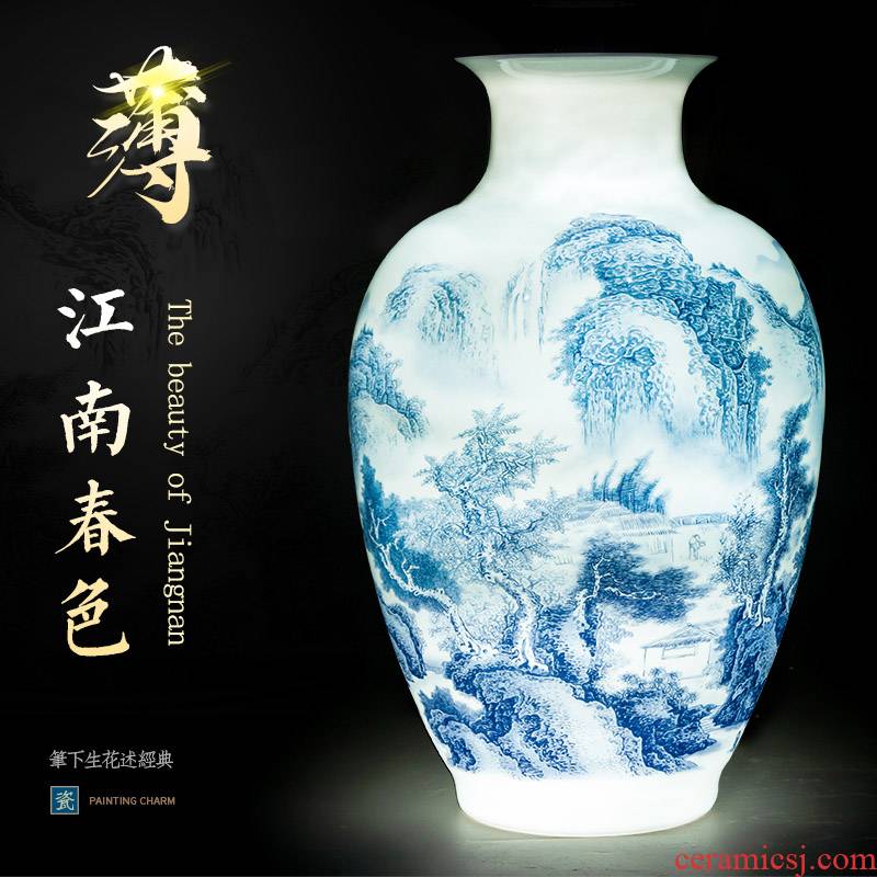 The Master of jingdezhen ceramic hand - made thin foetus porcelain vase of blue and white porcelain flower arranging rich ancient frame sitting room of Chinese style household furnishing articles